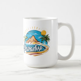 Tropical Paradise Island Logo Art Kaffeetasse