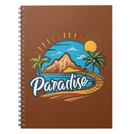 Tropical Paradise Island Logo Art Notizblock
