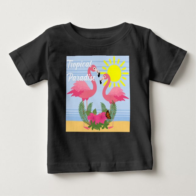 Tropical Paradise Pink Flamingo - Baby Fine Jersey Baby T-shirt (Vorderseite)
