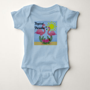 Tropical Paradise Pink Flamingo - Baby Jersey Body Strampler