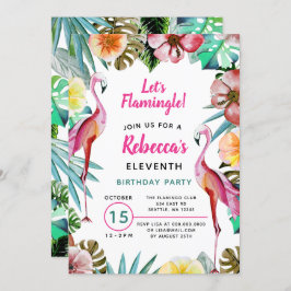 Tropical Paradise Pink Flamingo Geburtstag Einladung