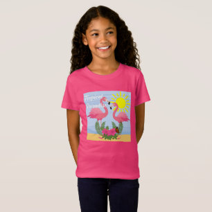 Tropical Paradise Pink Flamingo - Girls' Fine Jers T-Shirt