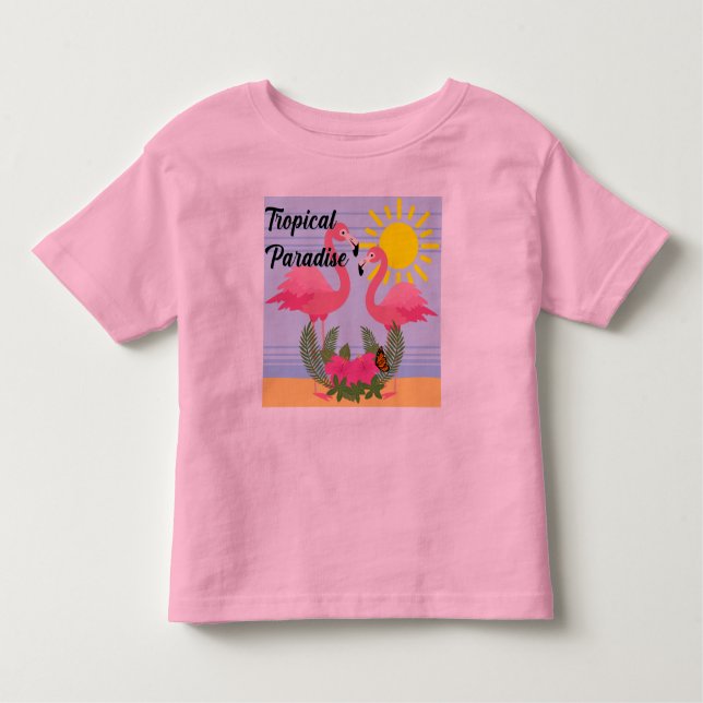 Tropical Paradise Pink Flamingo - Kleinkind Fine J Kleinkind T-shirt (Vorderseite)