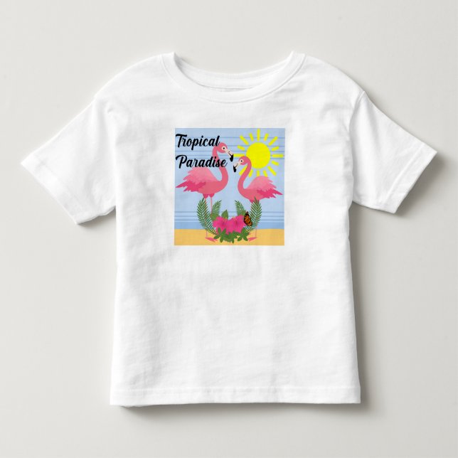 Tropical Paradise Pink Flamingo - Kleinkind Fine J T-shirt (Vorderseite)