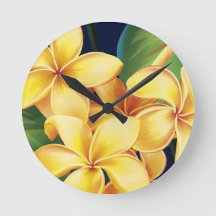 Tropical Paradise Plumeria Wall Clocks Runde Wanduhr
