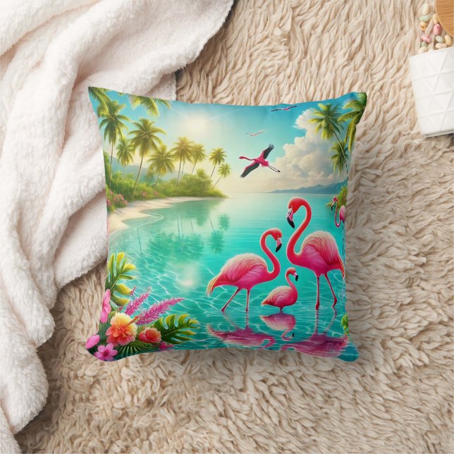 Tropical Paradise with Vibrant Flamingos by Crysta Kissen (Decke)