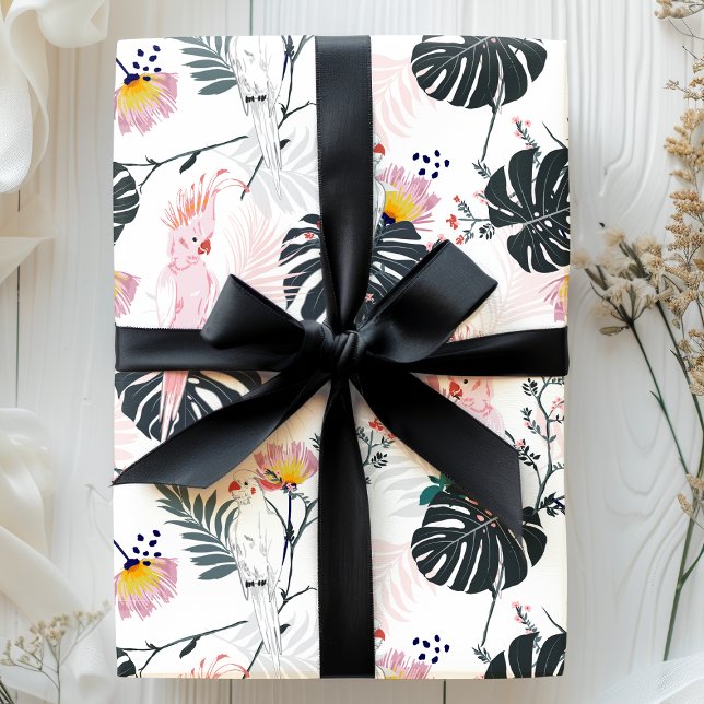 Tropical Parrot Birds Palm Blätter Geschenkpapier (Von Creator hochgeladen)