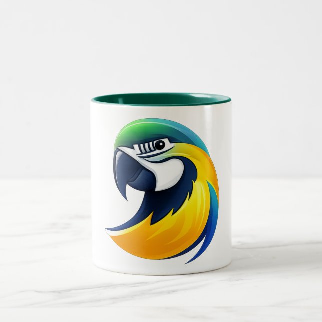 Tropical Parrot Illustration Zweifarbige Tasse (Mittel)