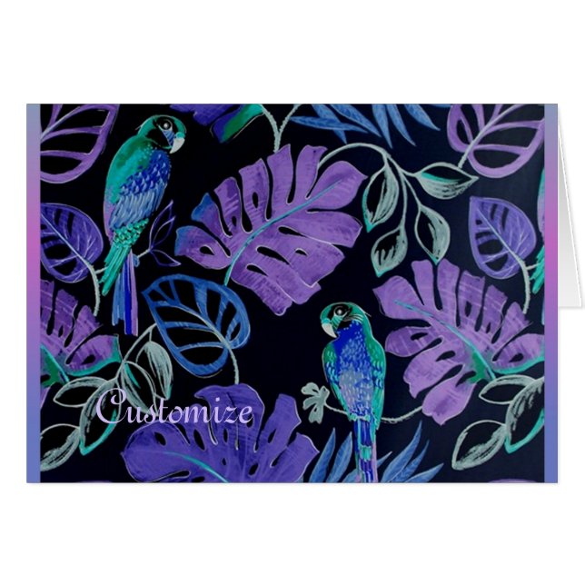 Tropical Parrot Paradise Card (Vorderseite (Horizontal))
