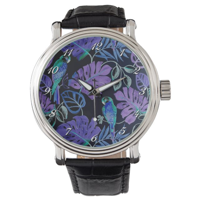 Tropical Parrot Paradise Wrist Watch Armbanduhr (Vorderseite)