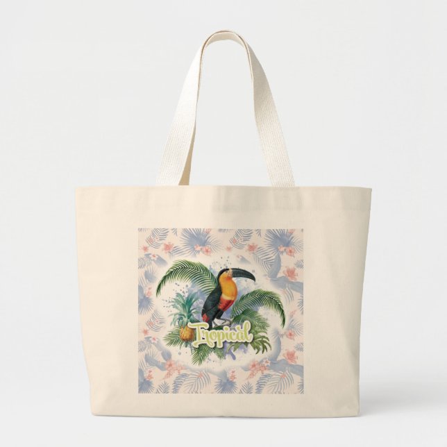 Tropical Parrot Theme Jumbo Stoffbeutel (Vorne)