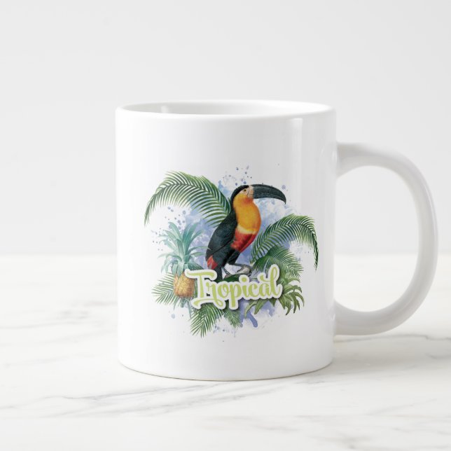 Tropical Parrot Theme Jumbo-Tasse (Rechts)