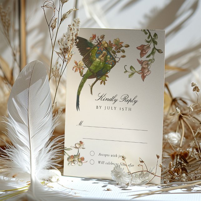 Tropical Parrot Wedding RSVP Card Einladung (Von Creator hochgeladen)