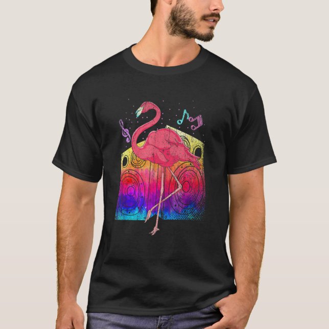 Tropical Party Animal Cool Exotic Bird Music Pink  T-Shirt (Vorderseite)