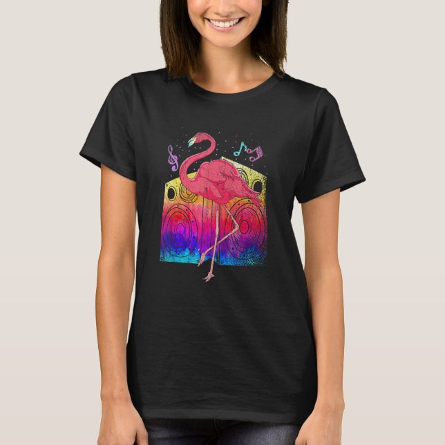 Tropical Party Animal Cool Exotic Bird Music Pink  T-Shirt (Vorderseite)