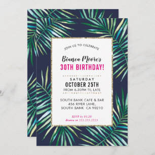 TROPICAL PARTY INVITE Aquarellpalme Blätter luau Einladung