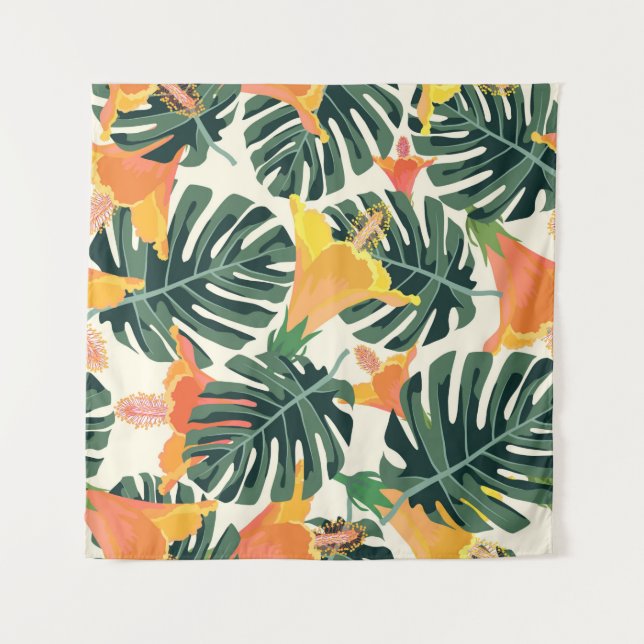 Tropical pattern. Colorful textile texture. exotic Wandteppich (Vorderseite)