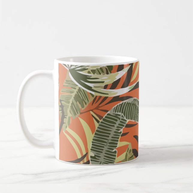 Tropical Pattern With Bright Leaves Jungle Kaffeetasse (Links)