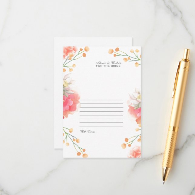 Tropical Peach Blume Braut Begleitkarte (Vorderseite/Rückseite Beispiel)