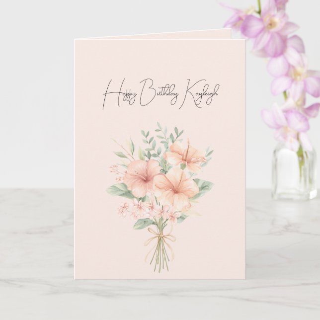 Tropical Peach Hibiscus Flowers Birthday Karte (Orchidee)
