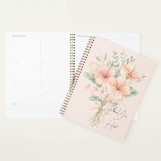 Tropical Peach Hibiscus Flowers Planer