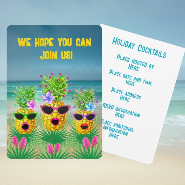 Tropical Personalized Singing Lady Pineapples  Einladung (Customize with your personal information!)