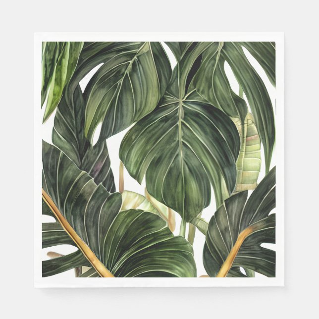 Tropical Philodendron im Stil von Jean Triptyc Serviette (Vorderseite)