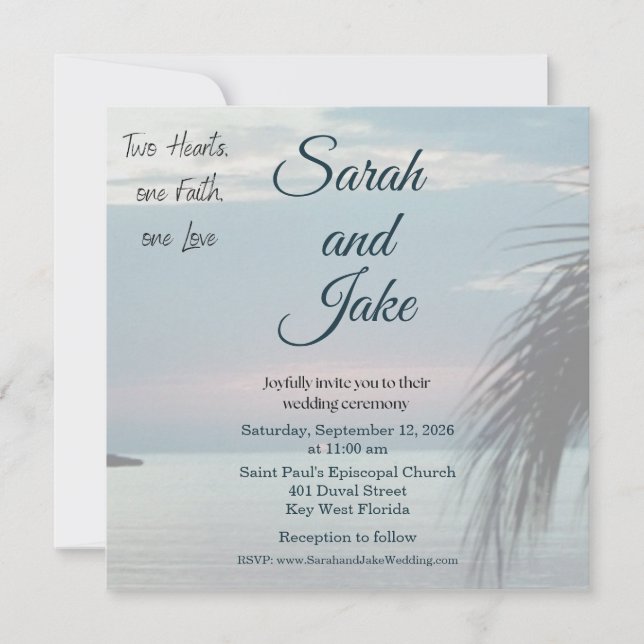 Tropical Photo Christian Wedding Invitation Einladung (Vorderseite)