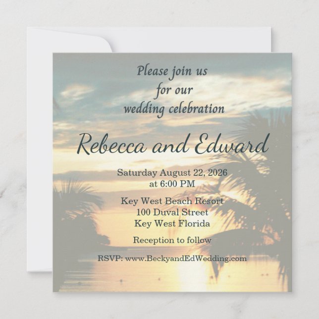 Tropical Photo Wedding Invitation Einladung (Vorderseite)