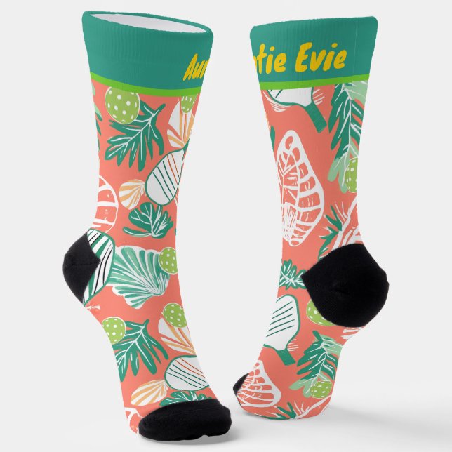 Tropical Pickleball Paradise Custom Socks Socken (Gewinkelt)
