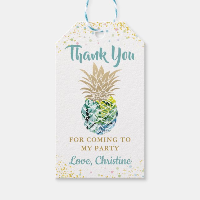 Tropical Pineaple Baby Dusche Danke für die Gesche Geschenkanhänger (Vorderseite)