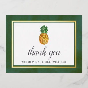 Tropical Pineaple Beach Wedding Vielen Dank Folie Einladungspostkarte