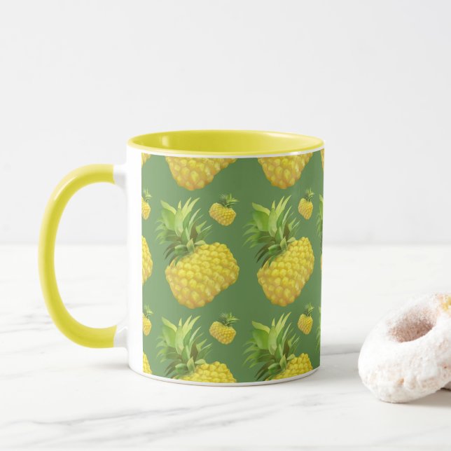 Tropical Pineapple Pattern: Summer Fruit Art Tasse (Mit Donut)