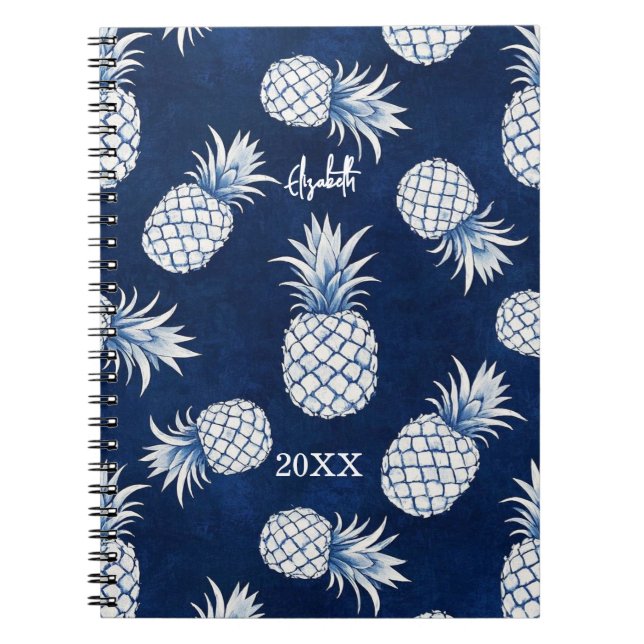 Tropical Pineapple with Name – Watercolor Style Notizblock (Vorderseite)