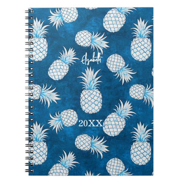 Tropical Pineapple with Name – Watercolor Style Notizblock (Vorderseite)