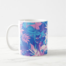 🌺 Tropical Pink & Blue Floral Pattern - Fresh & V Kaffeetasse