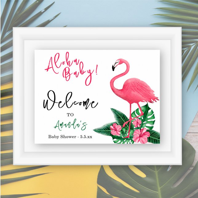 Tropical Pink Flamingo Aloha Baby Dusche - Willkom Poster (Von Creator hochgeladen)