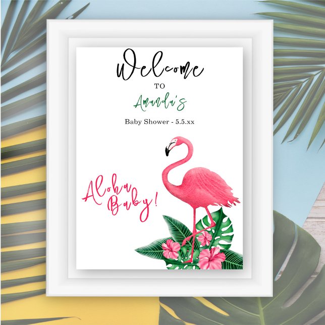 Tropical Pink Flamingo Aloha Baby Dusche - Willkom Poster (Von Creator hochgeladen)