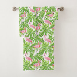 Tropical Pink Flamingo Badhandtuch Set
