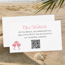 Tropical Pink Flamingo Beach Luau Wedding Website Begleitkarte