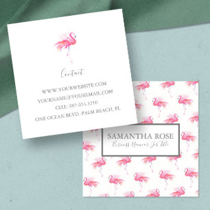 Tropical Pink Flamingo Business Card Quadratische Visitenkarte