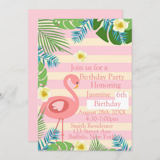 Tropical Pink Flamingo Geburtstagsparty Einladung