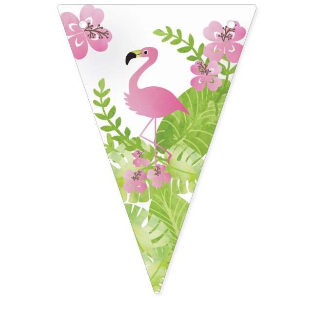 Tropical Pink Flamingo Geburtstagsparty Wimpelkette (Erste Fahne)