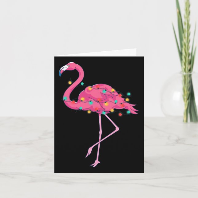 Tropical Pink Flamingo Hawaii Summer Xmas Christma Karte (Vorderseite)