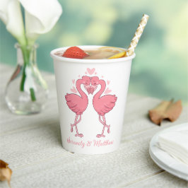 Tropical Pink Flamingo Hawaiian Beach Wedding Pappbecher