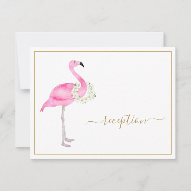 Tropical Pink Flamingo No Gifts Empfang Party Einladung (Vorderseite)