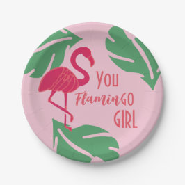 Tropical Pink Flamingo Pappteller