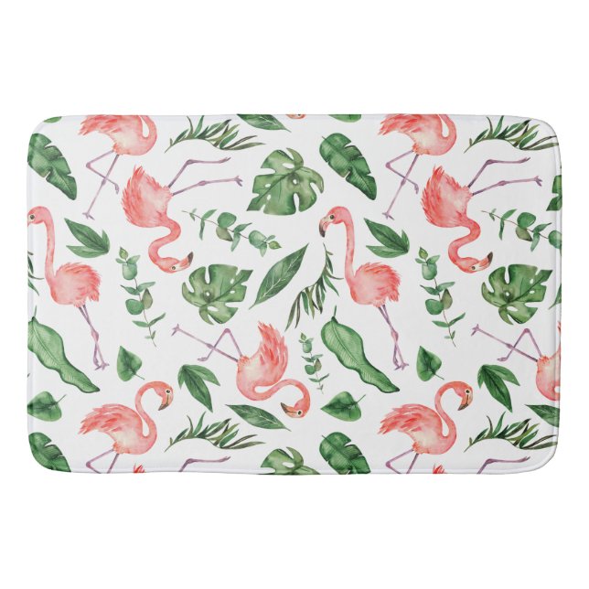 Tropical Pink Flamingo Pattern v2 Badezimmer Badematte (Vorderseite)