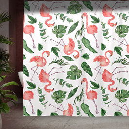 Tropical Pink Flamingo Pattern v2 Badezimmer Duschvorhang