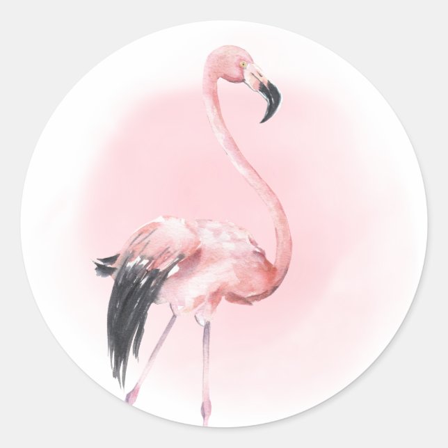 Tropical Pink Flamingo Runder Aufkleber (Vorderseite)